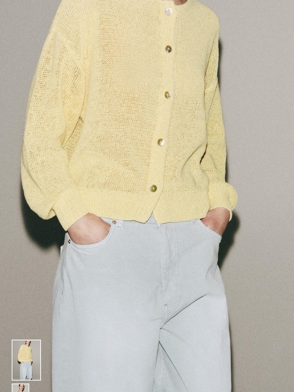 Zara Yellow Button-Front Knit Cardigan